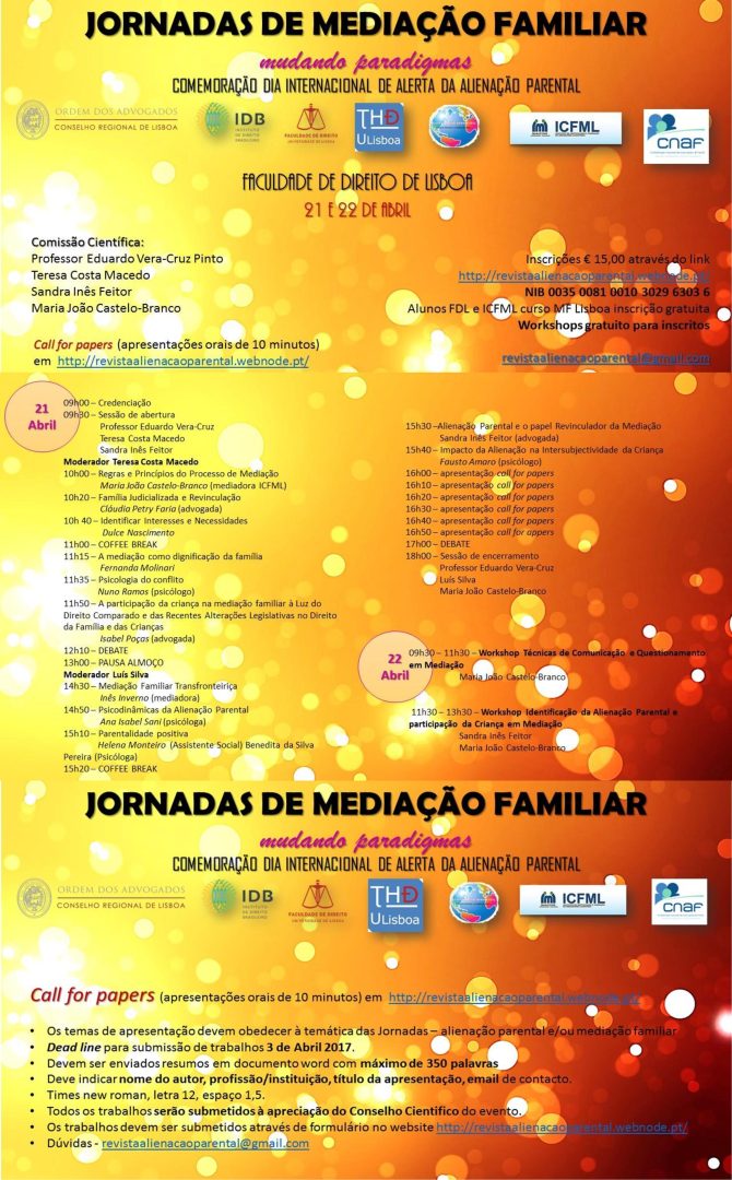 Jornadas de Mediação Familiar – Mudando Paradigmas