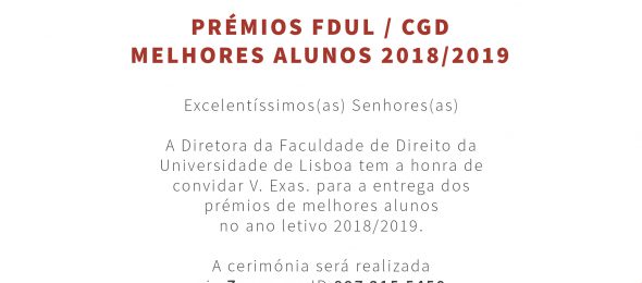 Convite cerimónia de entrega dos Prémios FDUL/CGD